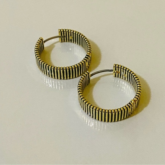 Gorjana New 18k‎ Gold Plated Brass Catalina Enamel Hoops Navy - Picture 4 of 5